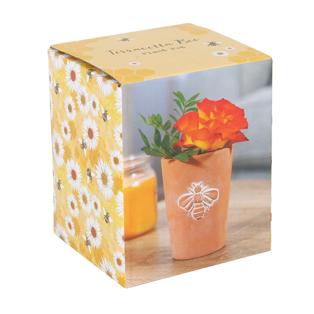 Terracotta Plant Pot with Bee Motif