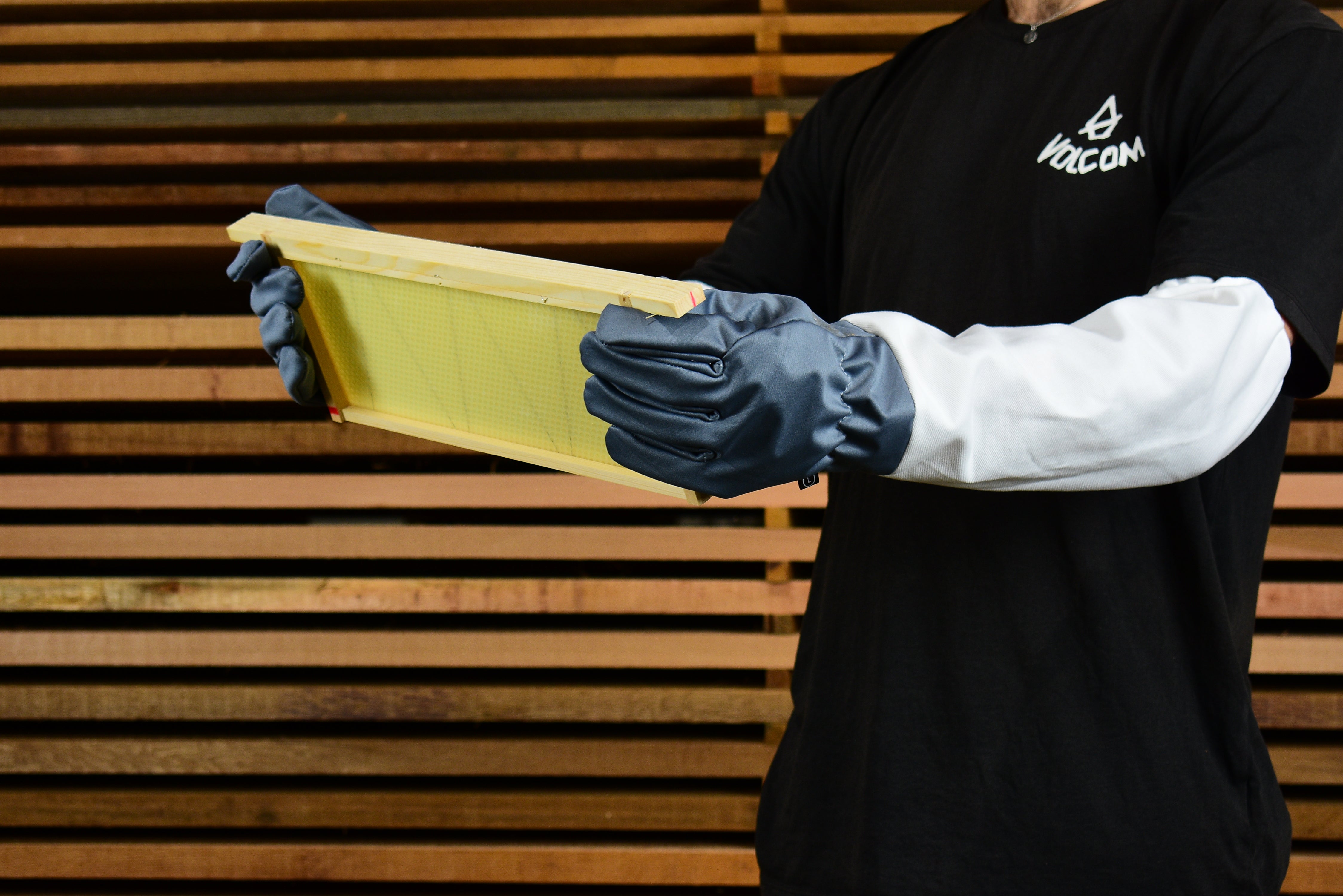 Fabric Washable Beekeeping gloves with Gauntlet - Grey