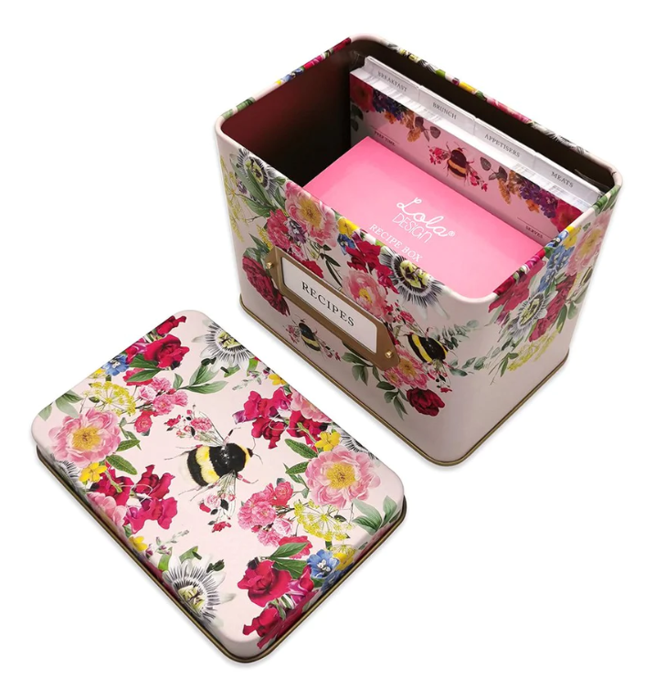 Bee Recipe Tin with 50 cards