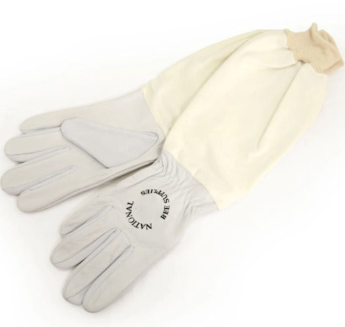 White Leather gloves with gauntlets