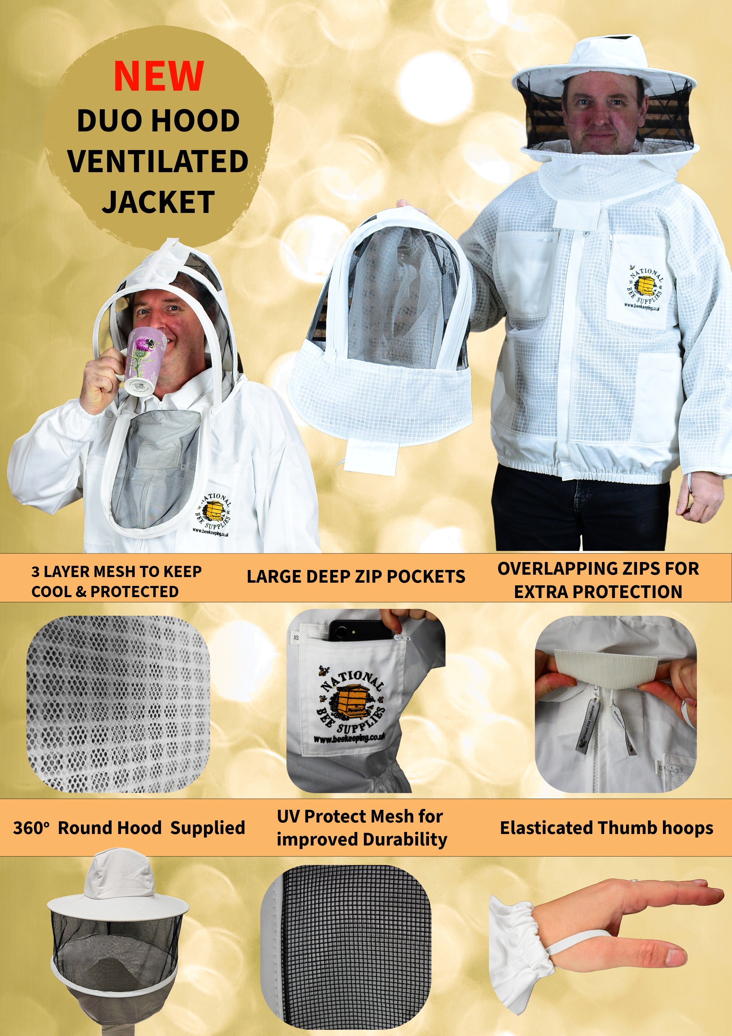 Fully Ventilated Jacket with Duo Hoods - FRONT OPENING Fencing & Round