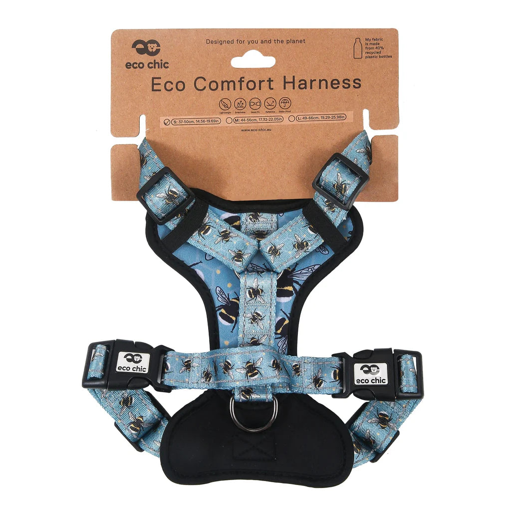 Dog Harness - Bumble Bees Blue