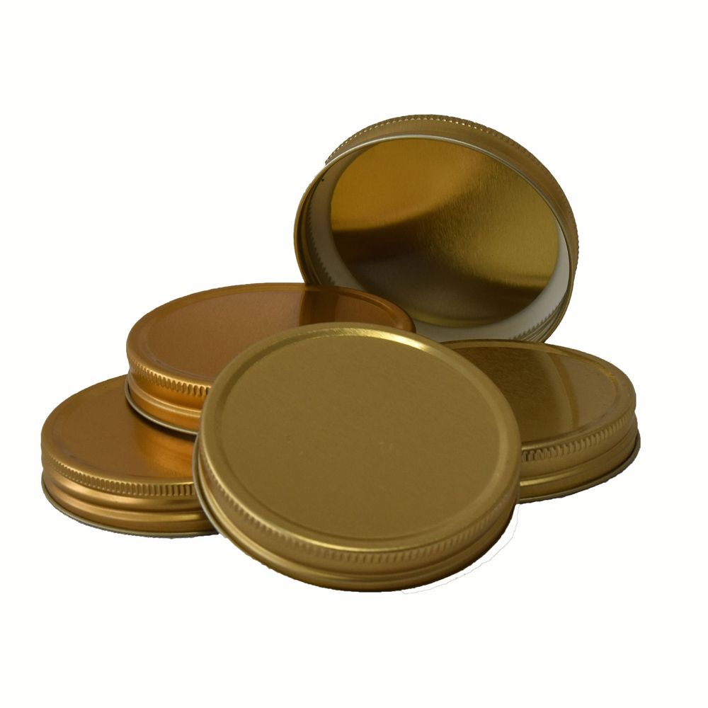 Metal Gold Screw Lids 70mm - 72 per pack