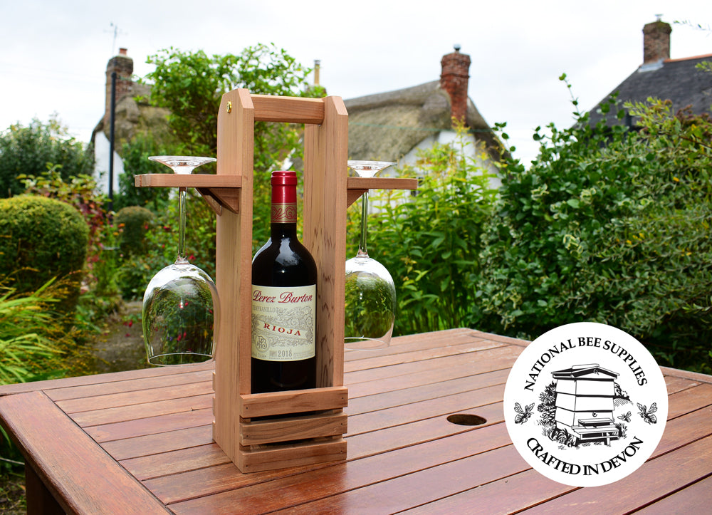 Cedar Wine Bottle & Glass Caddy