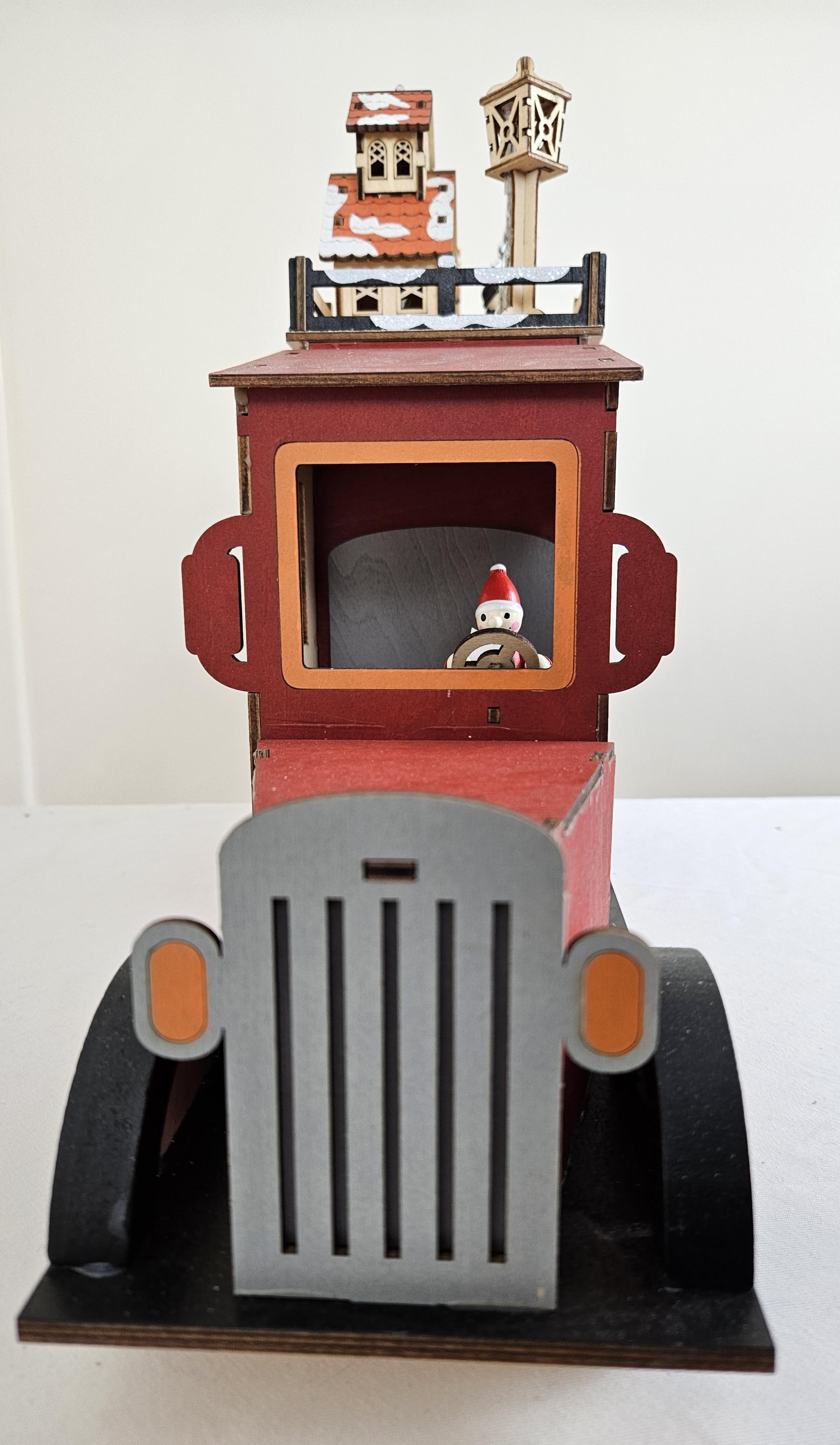 Wooden Truck with Village Christmas Scene