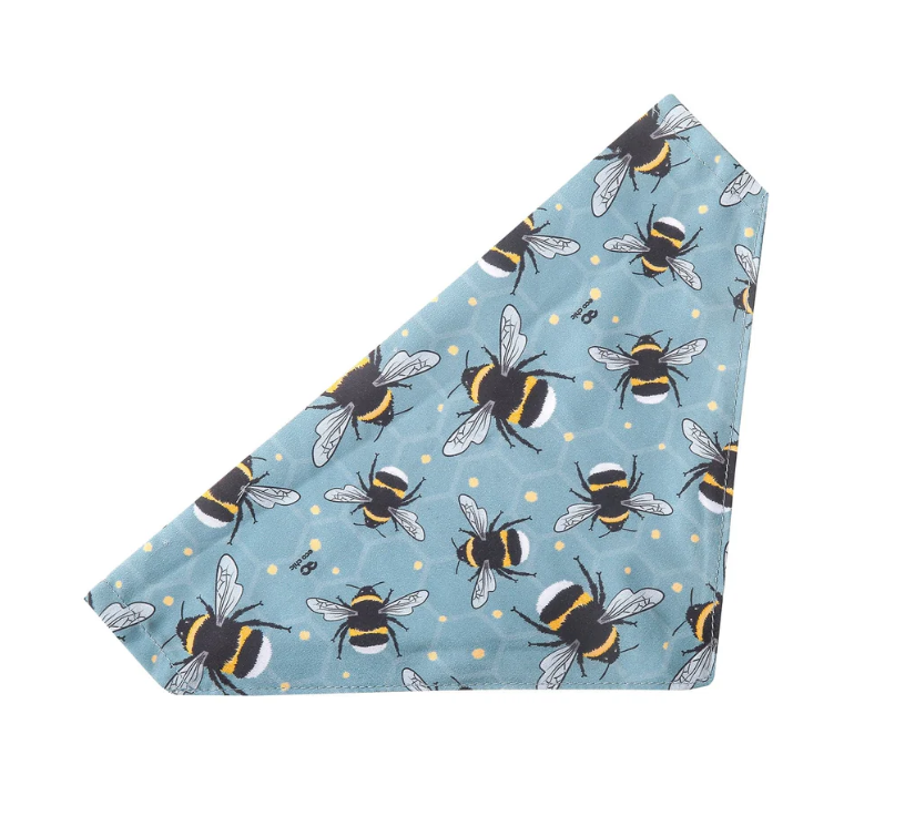 Recycled Dog Bandana - Bumble Bees Blue