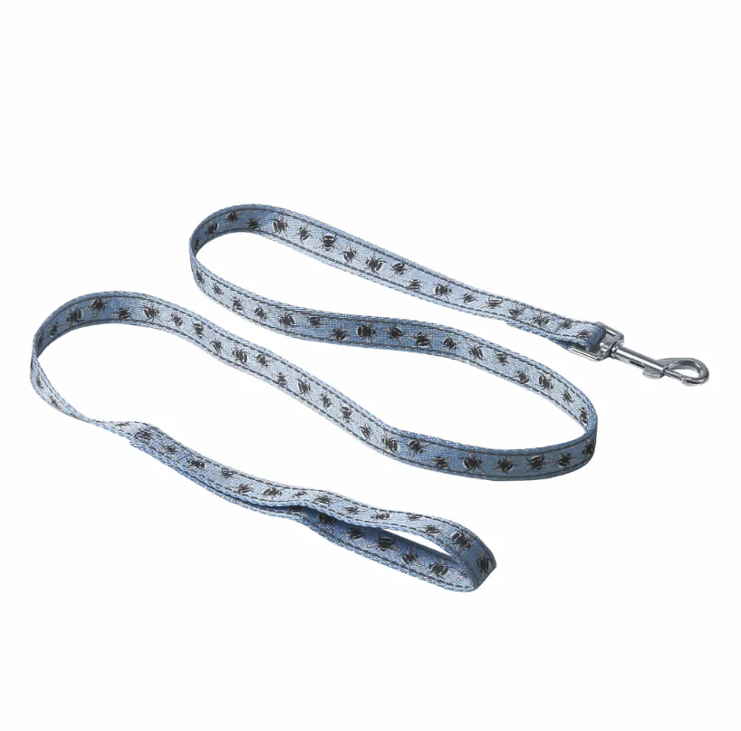 Recycled Dog Lead - Bumble Bees Blue