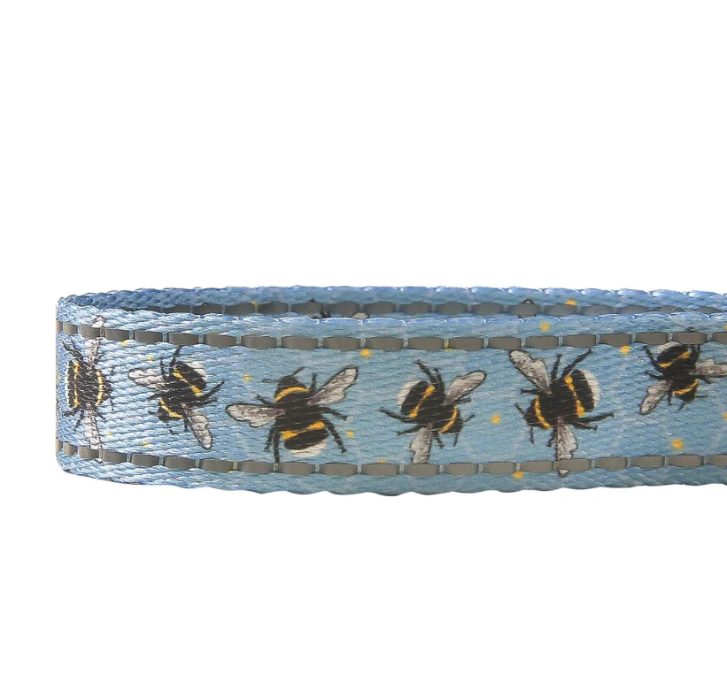 Recycled Dog Lead - Bumble Bees Blue