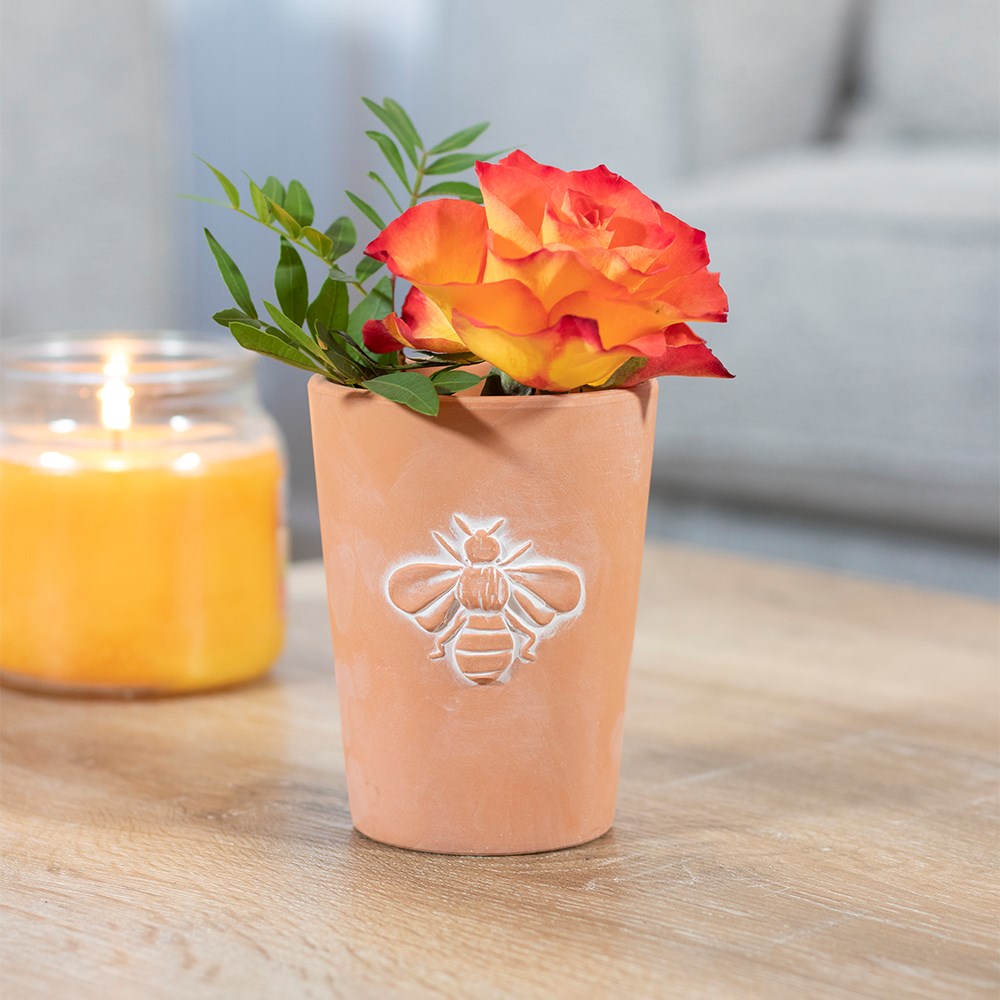 Terracotta Plant Pot with Bee Motif