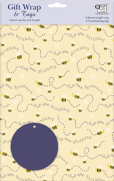 Hap-bee Birthday Gift Wrap & Tags