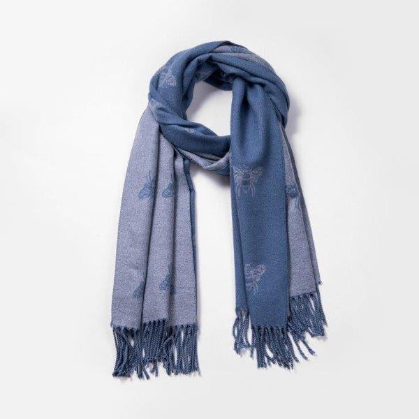 Cashmere Blend Reversible Bee Scarf