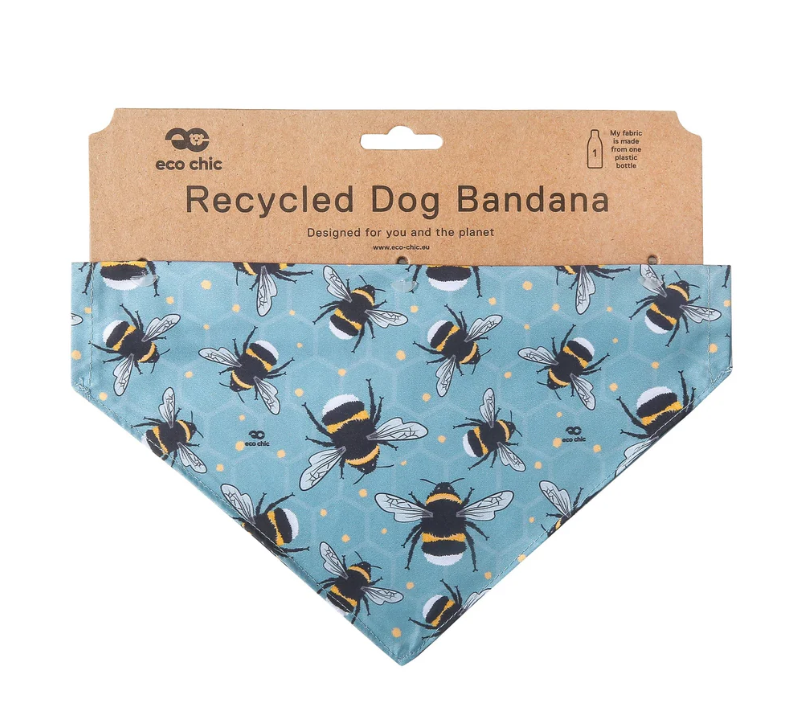 Recycled Dog Bandana - Bumble Bees Blue