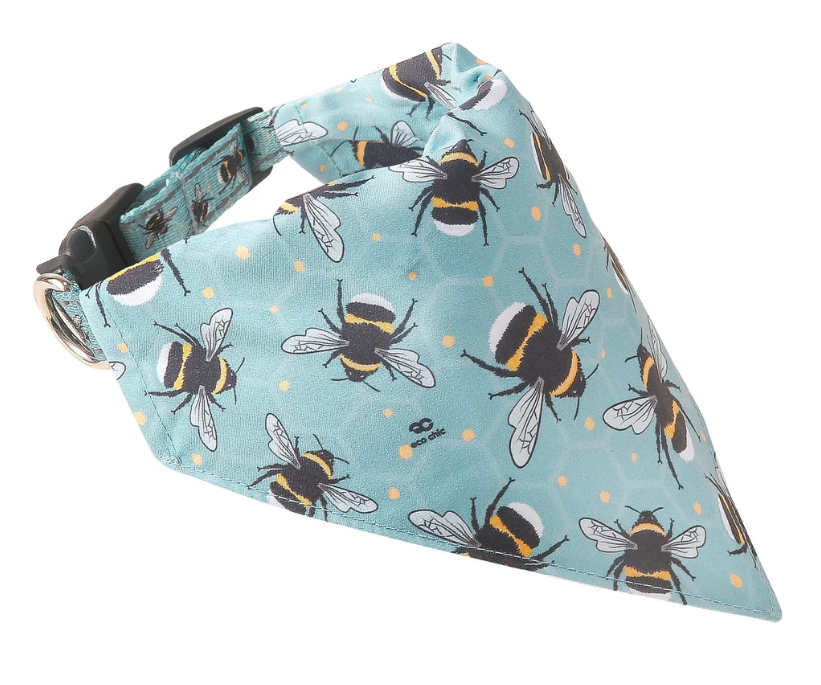 Recycled Dog Bandana - Bumble Bees Blue