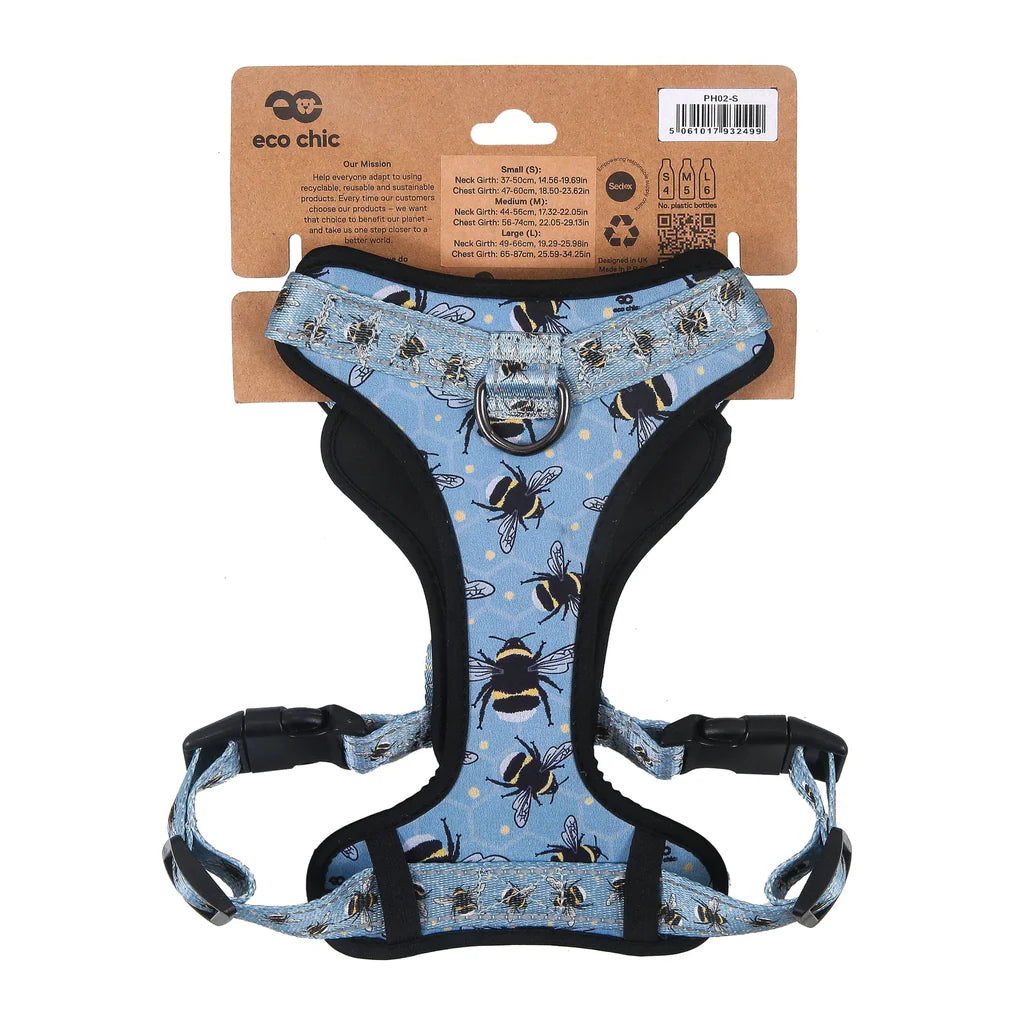 Dog Harness - Bumble Bees Blue