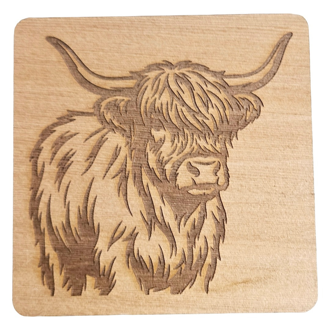 Cedar Square Coaster - Highland Cow