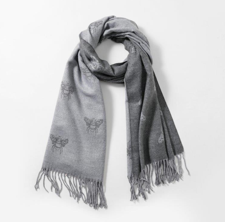 Cashmere Blend Reversible Bee Scarf