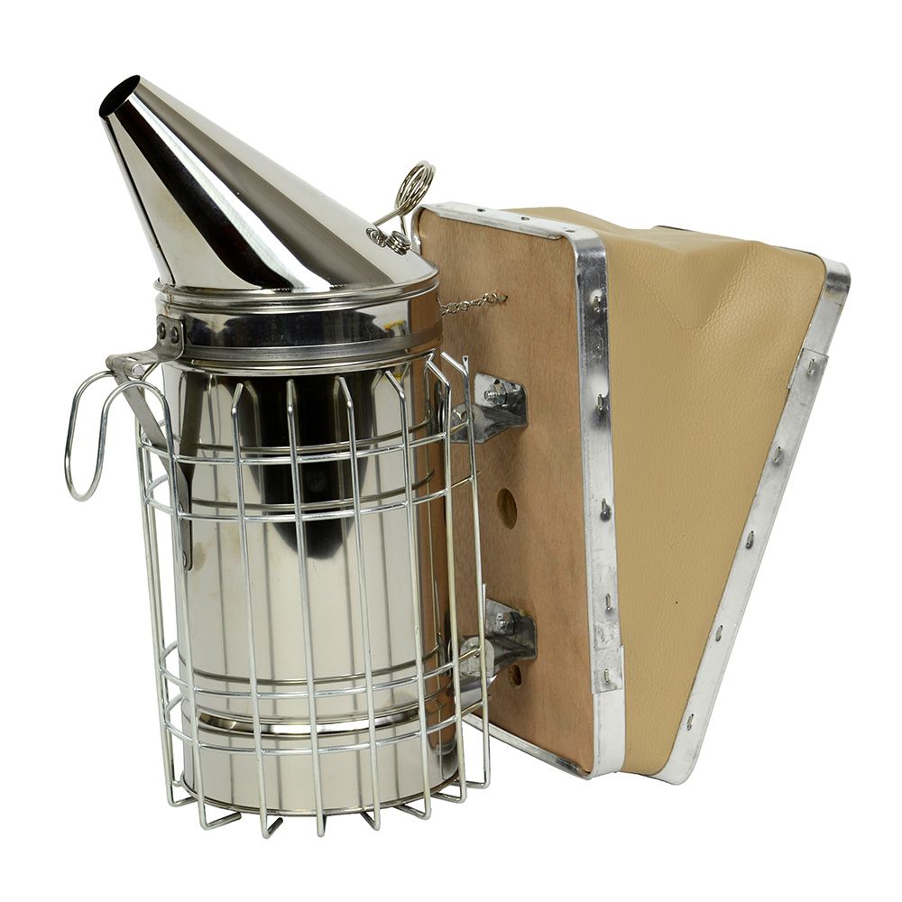 7.5"x4" Stainless Steel Smoker with guard and faux Leather Bellow (with Tool Holder)