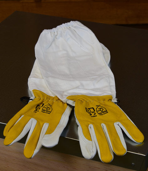 Leather Gloves with Gauntlet Yellow & White