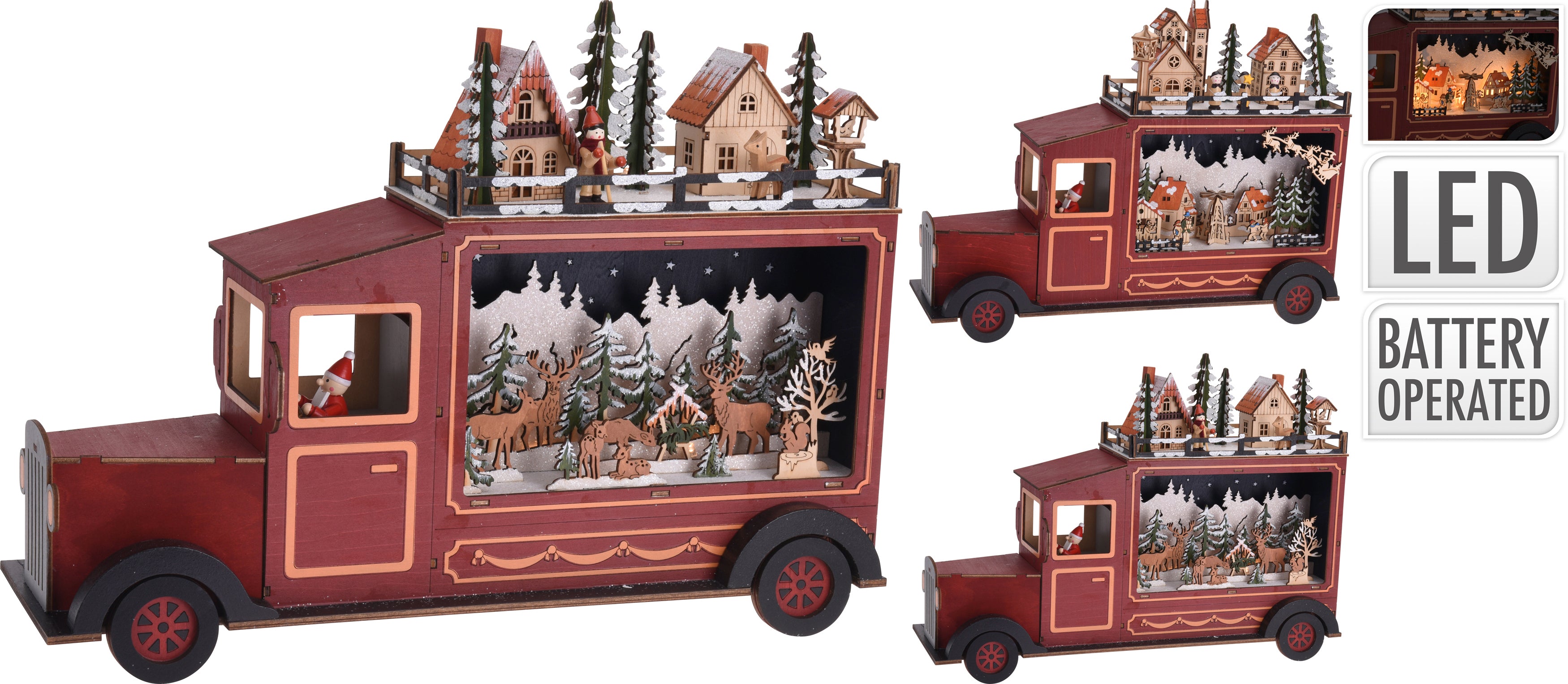 Wooden Truck with forest Christmas Scene