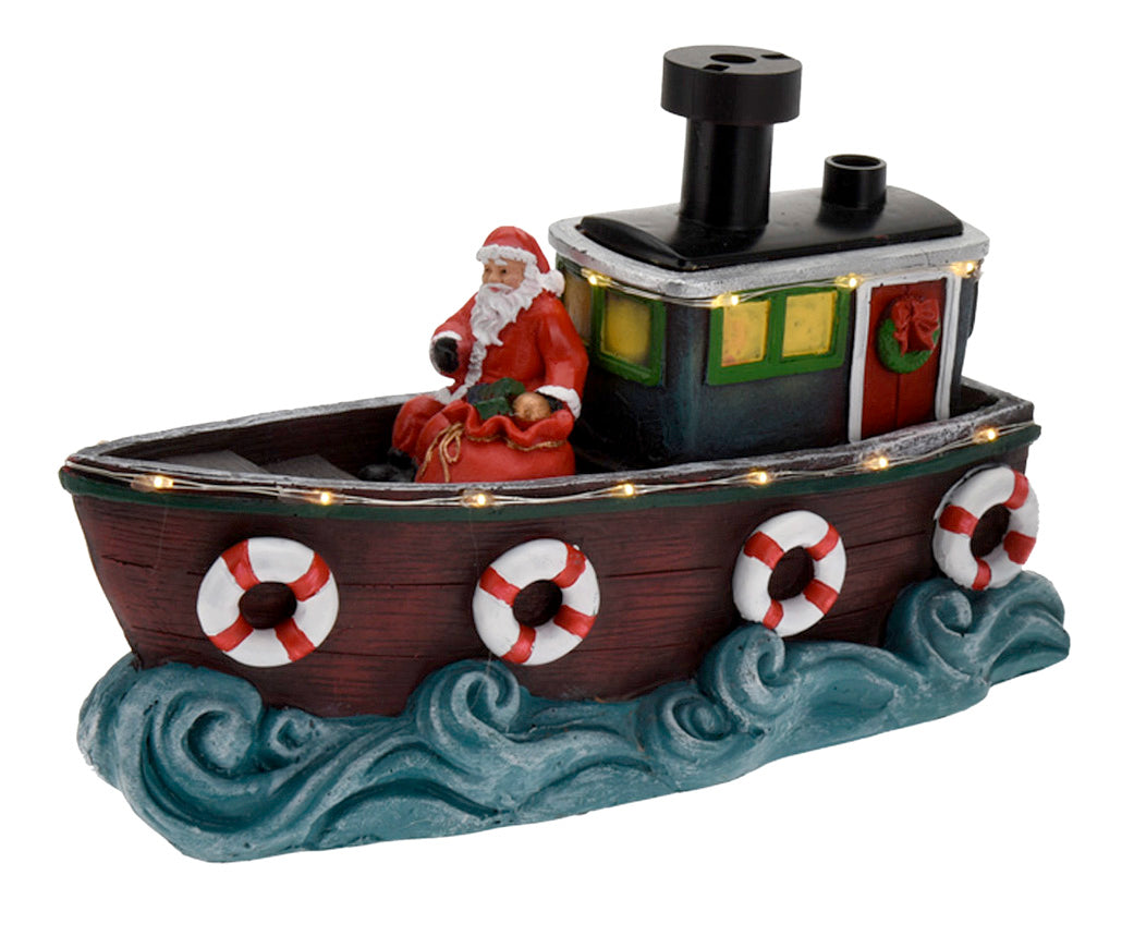 LED Christmas Tug Boat with real Steam