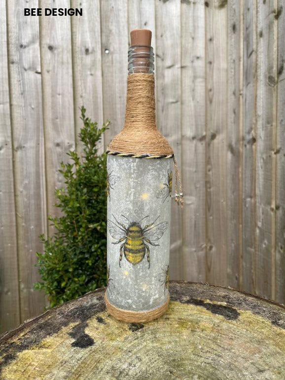 Decoupage Bee Bottle with Lights
