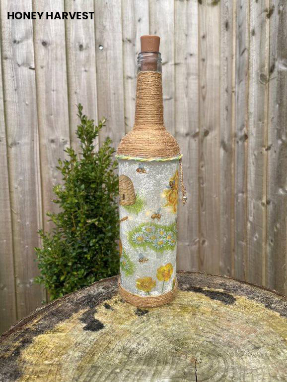 Decoupage Bee Bottle with Lights